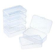 6Pcs Transparent Plastic Box with Hinged Lid, for DIY Art Craft, Nail Diamonds, Bead Storage, Rectangle, Clear, 8.8x5.5x2.8cm(CON-YW0001-59)