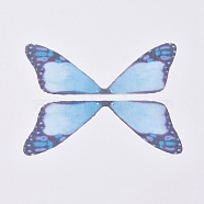 Fashion DIY Earrings Jewelry Accessories, Fibre Tulle Pendants, Butterfly Wing, Light Blue, 58x19x0.1mm, Hole: 0.8mm(FIND-TAC00014-04G)
