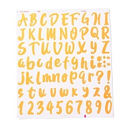 Number & Alphabet & Sign PVC Waterproof Self-Adhesive Sticker, for Gift Cards Decoration, Orange, 21.5x18.5x0.02cm, Tags: 5~26x5~20mm, 72pcs/sheet(DIY-I073-04D)