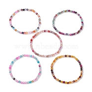 Faceted Natural Agate Bead Stretch Bracelet, Dyed & Heated, Inner Diameter: 2-1/4 inch(5.8cm)(BJEW-JB10108)