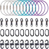 Clasp Sets, with Plastic Double Carabiner Clips Dual Spring Wire Gate Snap Hooks & Swivel Lobster Claw Clasps & Keychain Clasps, Stainless Steel Wire Keychain Clasps, Mixed Color, 42pcs/set(FIND-NB0001-21)