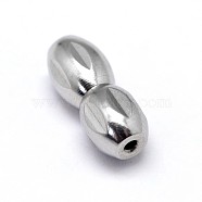 304 Stainless Steel Screw Clasps, Stainless Steel Color, 12x5mm, Hole: 0.6mm(STAS-A031-03)