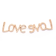 Alloy Cabochons, Word Love, Light Gold, 14.5x32x1.5mm(PALLOY-WH0008-06)