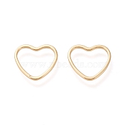 Brass Linking Ring, Long-Lasting Plated, Heart, Real 18K Gold Plated, 14x15.2x1mm, Inner Diameter: 11x13mm(KK-L006-014A-G)