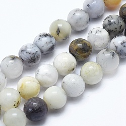 Natural White African Opal Beads Strands, Round, 6mm, Hole: 1mm, about 61pcs/strand, 15 inch(38.1cm)(G-E472-02-6mm)