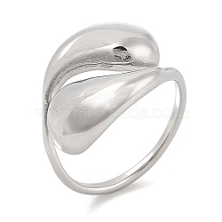 Open 304 Stainless Steel Finger Rings for Women, Teardrop, Stainless Steel Color, 15mm, Inner Diameter: 18mm(RJEW-B070-01P)