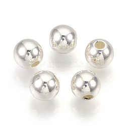ABS Plastic Beads, Round, Silver Color Plated, 5.5~6x5~5.5mm, Hole: 1.5mm, about 5000pcs/500g(OACR-S032-6mm-02)