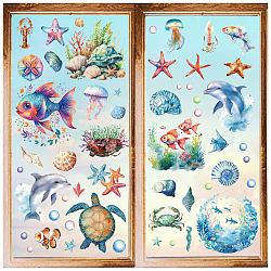 8 Sheets 8 Styles PVC Waterproof Wall Stickers, Self-Adhesive Decals, for Window or Stairway Home Decoration, Marine Animal, 200x145mm, 1 sheet/style(DIY-WH0345-220)