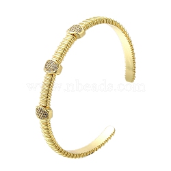 Rack Plating Brass Micro Pave Cubic Zirconia Cuff Bangles, Cadmium Free & Lead Free, Long-Lasting Plated, Oval, Real 18K Gold Plated, Inner Diameter: 2-1/8x2-1/4 inch(5.3x5.8cm)(BJEW-P336-12G)