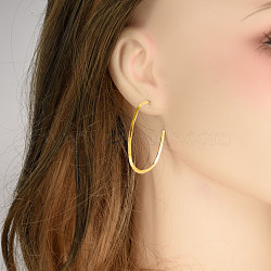 Stylish 304 Stainless Steel Oval Stud Earrings, Golden, 39x27mm(OW5803-2)