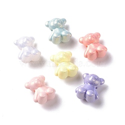 Opaque Acrylic Glitter Beads, Bear, Mixed Color, 18x15x10.5mm, Hole: 3mm(X-OACR-E010-06)