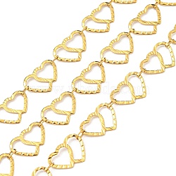 304 Stainless Steel Heart Link Chains, Soldered, with Spool, Golden, 13.5x10x0.5mm(CHS-E031-04G)