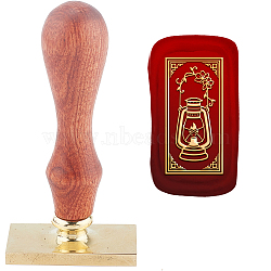Wax Seal Stamp Set, Sealing Wax Stamp Solid Brass Head,  Wood Handle Retro Brass Stamp Kit Removable, for Envelopes Invitations, Gift Card, Rectangle, Light Pattern, 9x4.5x2.3cm(AJEW-WH0214-160)