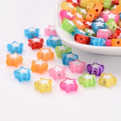 Transparent Acrylic Beads, Bead in Bead, Star, Mixed Color, 9x10x4mm, Hole: 2mm, about 2520pcs/500g(TACR-S116-M)