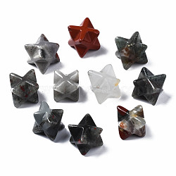 Natural African Bloodstone Beads, Heliotrope Stone Beads, No Hole/Undrilled, Merkaba Star, 11~13.5x11~13.5x11~13.5mm(G-T137-02)