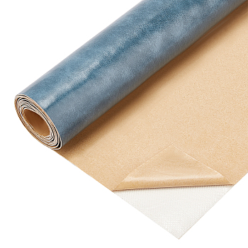 PU Leather Self-adhesive Fabric, Rectangle, Dark Cyan, 135x30x0.1cm