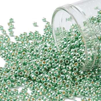 TOHO Round Seed Beads, Japanese Seed Beads, (PF570) PermaFinish Light Green Lime Metallic, 11/0, 2.2mm, Hole: 0.8mm, about 50000pcs/pound