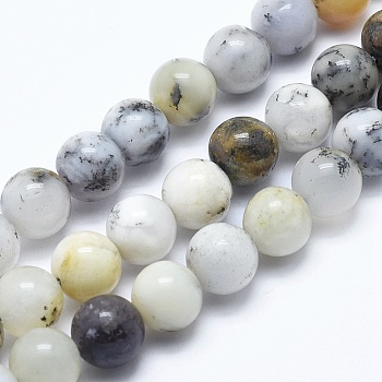 Natural White African Opal Beads Strands, Round, 6mm, Hole: 1mm, about 61pcs/strand, 15 inch(38.1cm)