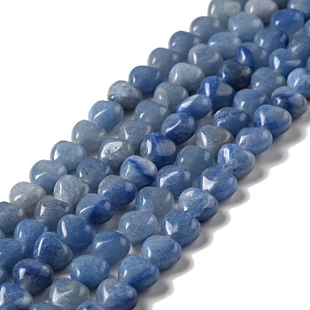 Natural Blue Aventurine Beads Strands, Heart, 8~8.5x8~9x5mm, Hole: 1mm, about 50~51pcs/strand, 15.55~15.75''(39.5~40cm)