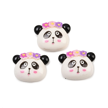 Opaque Resin Cabochons, White, Panda, 17x20.5x7mm