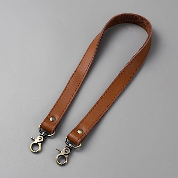 Leather Bag Straps, with Antique Bronze Tone Swivel Clasps, Chocolate, 60x2.05x1.05cm