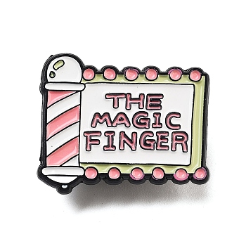 Barber Shop Alloy THE MAGIC FINGER Enamel Pins Brooches, Pink, Roller, 26x31mm