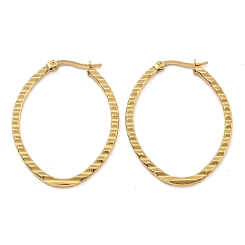 202 Stainless Steel Oval Hoop Earrings, with 304 Stainless Steel Pins for Women, Golden, 31.5x1.8mm