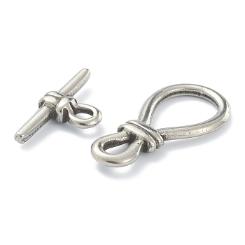 304 Stainless Steel Toggle Clasps, Stainless Steel Color, Bar: 26x13.5x4.5mm, hole: 4x3mm, Clasp: 34x17x4mm, small inner diameter: 5.5x4.5mm, big inner diameter: 17x11.5mm