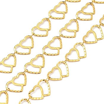 304 Stainless Steel Heart Link Chains, Soldered, with Spool, Golden, 13.5x10x0.5mm
