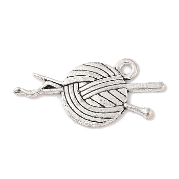 Yarn Tibetan Style Zinc Alloy Pendants, Lead Free & Cadmium Free, Antique Silver, 13x26x1.5mm, Hole: 2mm, about 700pcs/500g