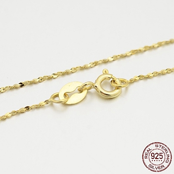 925 Sterling Silver Chain Necklaces, with Spring Ring Clasps, Thin Chain, Golden, 16 inch, 0.8mm