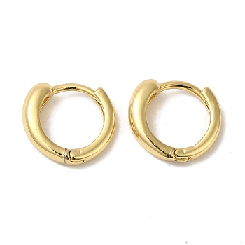 Brass Huggie Hoop Earrings for Women, Real 18K Gold Plated, Ring, 14x4mm