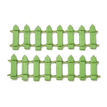 Miniature Fairy Garden Fence, DIY Wood Picket Fence Mini Ornament for Dollhouse, Decorative Fence Fencing for Outdoor or House Decor, Yellow Green, 101~110x28~29x4.5~5mm