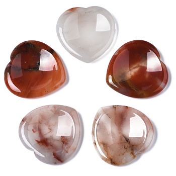 Natural Agate Thumb Worry Stone, Pocket Palm Stones, for Healing Reiki Stress Relief, Heart Shape, 39~40x39~40x5~6mm