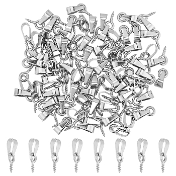 70Pcs 304 Stainless Steel Screw Eye Peg Bails, Stainless Steel Color, 14mm, Hole: 6x3mm, Pin: 1.3mm