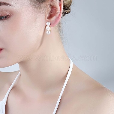 Triple Shell Pearl Beaded Hoop Earrings(JE1001A)-7