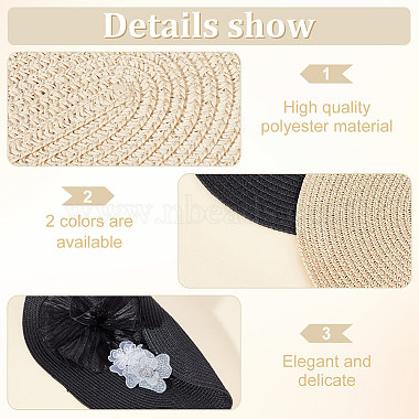 2Pcs 2 Colors Polyester Imitation Straw Oval Hat Base for Millinery(AJEW-FG0002-83)-4