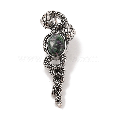 Antique Silver Snake Ruby in Zoisite Pendants