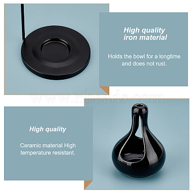 Ceramic Teardrop Candle Holder Oil Burner with Iron Rack(DJEW-WH0015-116B)-4