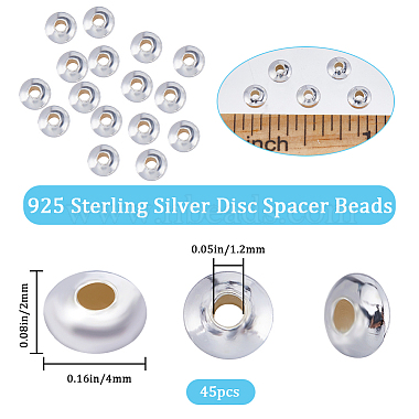 45Pcs 925 Sterling Silver Saucer Spacer Beads(STER-BBC0005-41S)-2