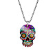 Stainless Steel Skull with Flower Pendant Necklaces(SKUL-PW0001-138C)-1
