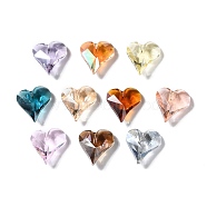 Glass Rhinestone Cabochons, Faceted, Heart, Pointed Back, Mixed Color, 12x12x5mm(RGLA-B003-01A)