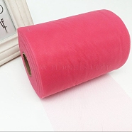 Nylon Tulle Fabric Rolls, Mesh Ribbon Spool for Wedding and Decoration, Cerise, 5-7/8 inch(150mm), about 98.43 Yards(90m)/Roll(FABR-PW0001-057A-10)