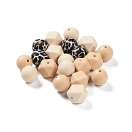 Round/Polygon Food Grade Silicone Focal Beads, Chewing Beads For Teethers, DIY Nursing Necklaces Making, Leopard Print Pattern, PeachPuff, 14~15x15~18x14~15mm, Hole: 2.3~2.5mm, 20pcs/bag(SIL-F003-06B)