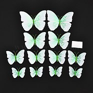 PVC Plastic Artificial 3D Butterfly Decorations, with Adhesive Sticker and Magnet, for Fridge Magnets or Wall Decorations, Lawn Green, 45~95x57~118x5mm, 12pcs/bag(DIY-I072-02D)
