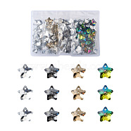 Electroplated Glass Charms, Silver Plated Bottom, Faceted, Star, Mixed Color, 13x14.5x8mm, Hole: 1mm, 4 colors, 25pcs/color, 100pcs/box(EGLA-TA0001-08)