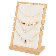 Bamboo Wood Multiple Necklace Display Stands, Pendant Necklace Holder Organizer, with Velvet Soft Mat, Rectangle, Cornsilk, Finish Product: 17x9.5x25.1cm, 2pcs/set(NDIS-WH0009-13C)