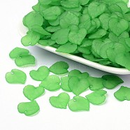 Transparent Acrylic Pendants, Frosted, Leaf, Dyed, Green, 16x15x2mm, Hole: 1.2mm, about 1650pcs/500g(PL591-6)