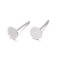 925 Sterling Silver Stud Earring Findings, Earring Posts Carved with 925, Silver, 11.5mm, tray: 5mm, Pin: 0.8mm(X-STER-K167-045D-S)
