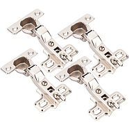 Gorgecraft 4Pcs Iron Hinge, Wardrobe Door Accessories, Stainless Steel Color, 84.7x50x25.5mm, Hole: 4mm and 4.4x7.7mm(FIND-GF0002-40)